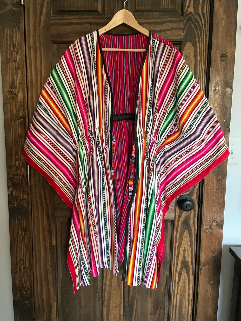 Vibrant Multi-Stripe Kimono Cardigan - Pink & Green Accent